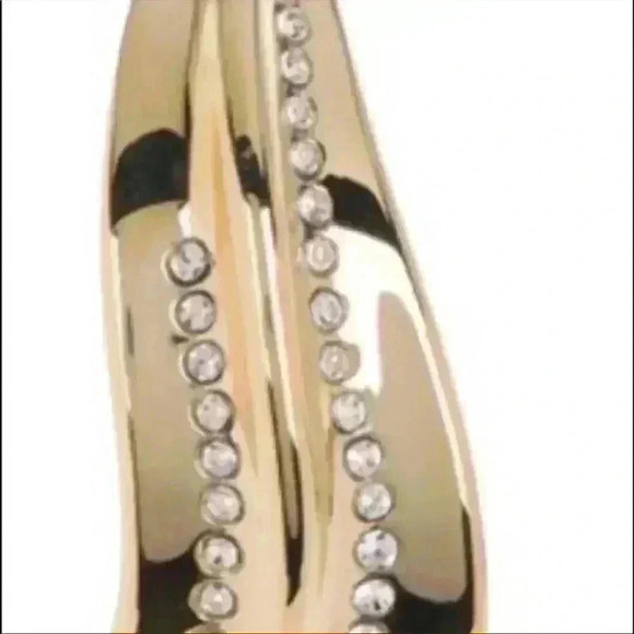 Carolee Iris Gold-Tone Plates Sterling Silver Pave Stone Hoop Earrings NWT - Picture 4 of 8